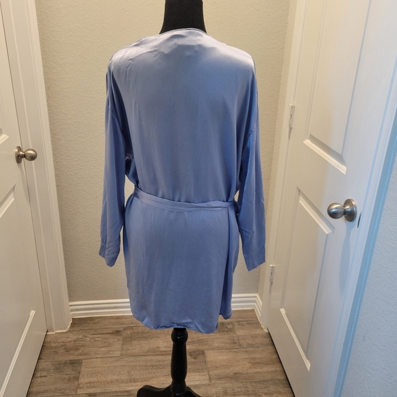 Victoria's Secret Gold Lable Vintage 100% Silk Robe Blue One Size - Picture 3 of 6